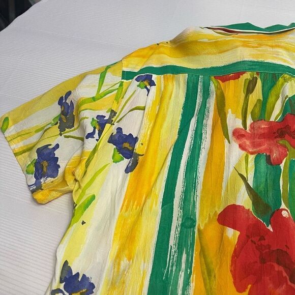 Jams World Hawaiian Floral Short Sleeve Button Up Shirt Size Large - Picture 8 of 10